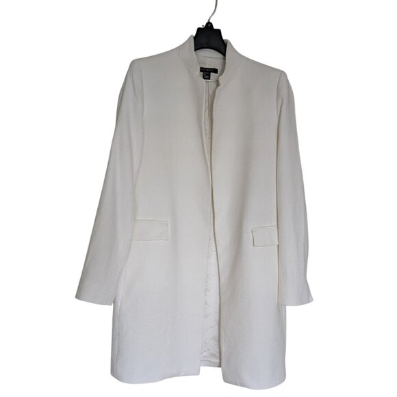 LOUBEN White 100% Cotton Coat No Collar Women's Size 4 - Picture 1 of 8